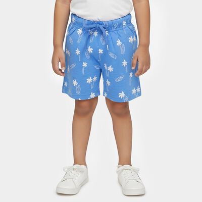 Boys' Blue Regular Fit Tropical Printed Bermuda Shorts