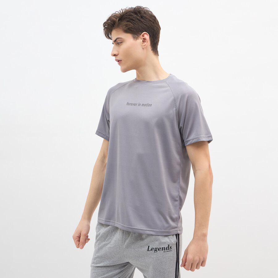 Men's Dark Grey Crew Neck Athleisure Drifit T-Shirt, गहरा ग्रे, large