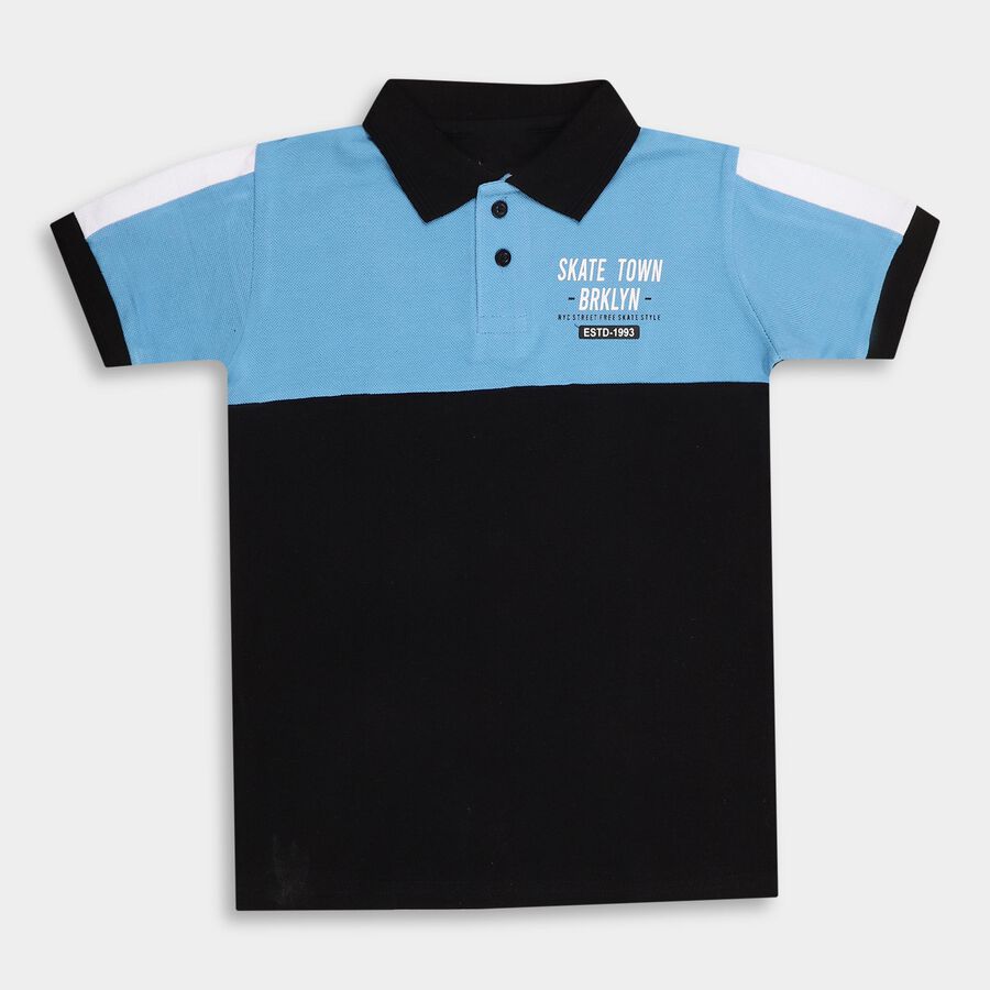 Boys' 100% Cotton Half Sleeves T-Shirt , Black, large image number null