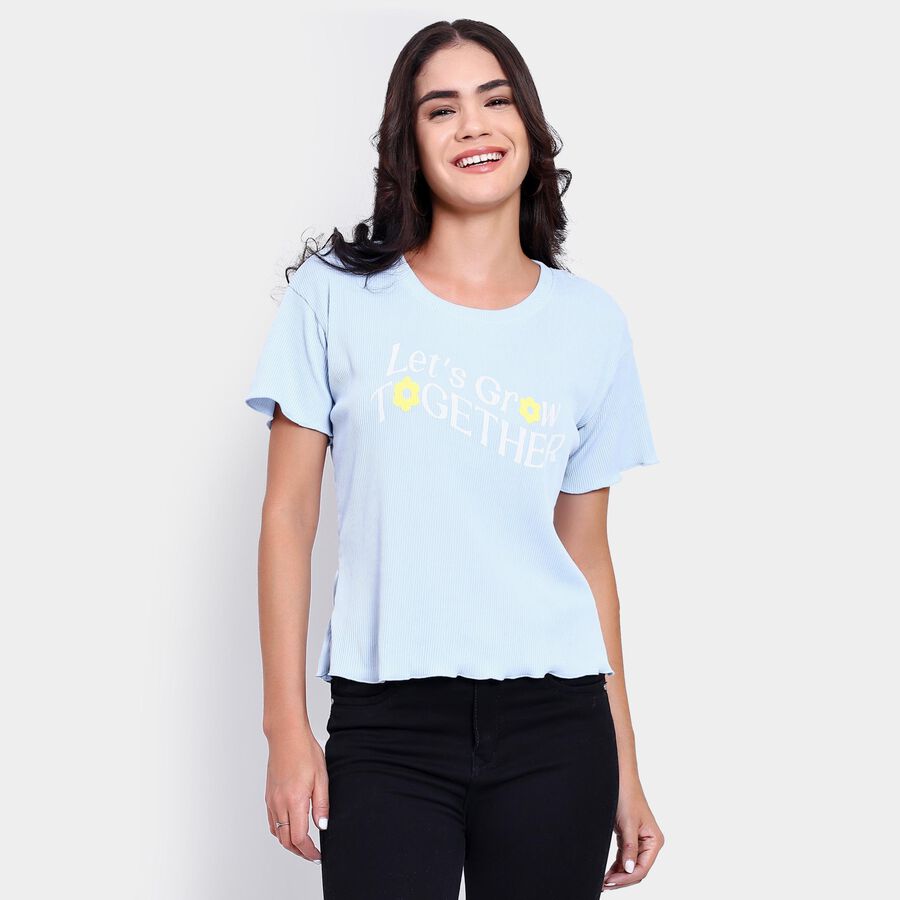 Ladies'  Crop  Top, नीला, large image number null