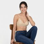 Women's Beige 100% Cotton V-Neck Bralette Bra, गहरा पीला, small