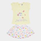 Infants Yellow Hippo Cotton Skirt Top Set, Yellow, small image number null