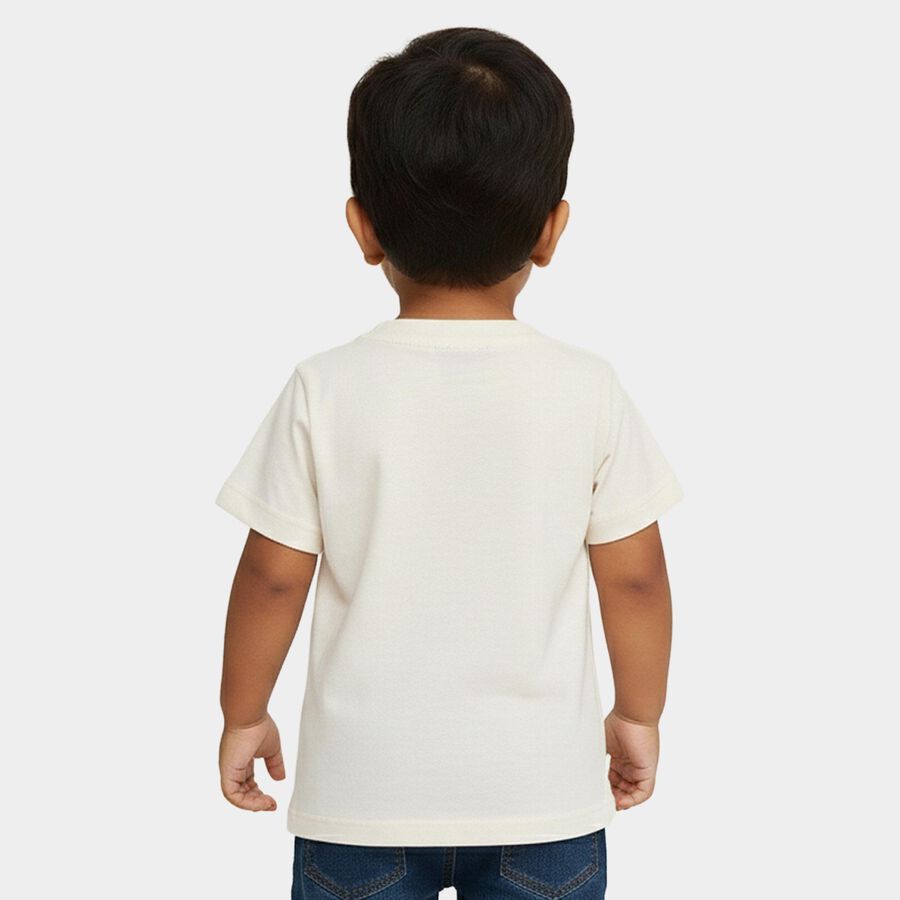 Infants Off-White Cotton Round Neck Casual T-Shirt, Off White, large