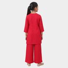 Girls Fuchsia Round Neck Fusion Set Upper and Bottom Set, रानी (फ्यूशिया), small