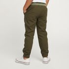 Boys' Olive Green Regular Fit Dinosaur Patch Jogger Trousers, ओलिव, small image number null