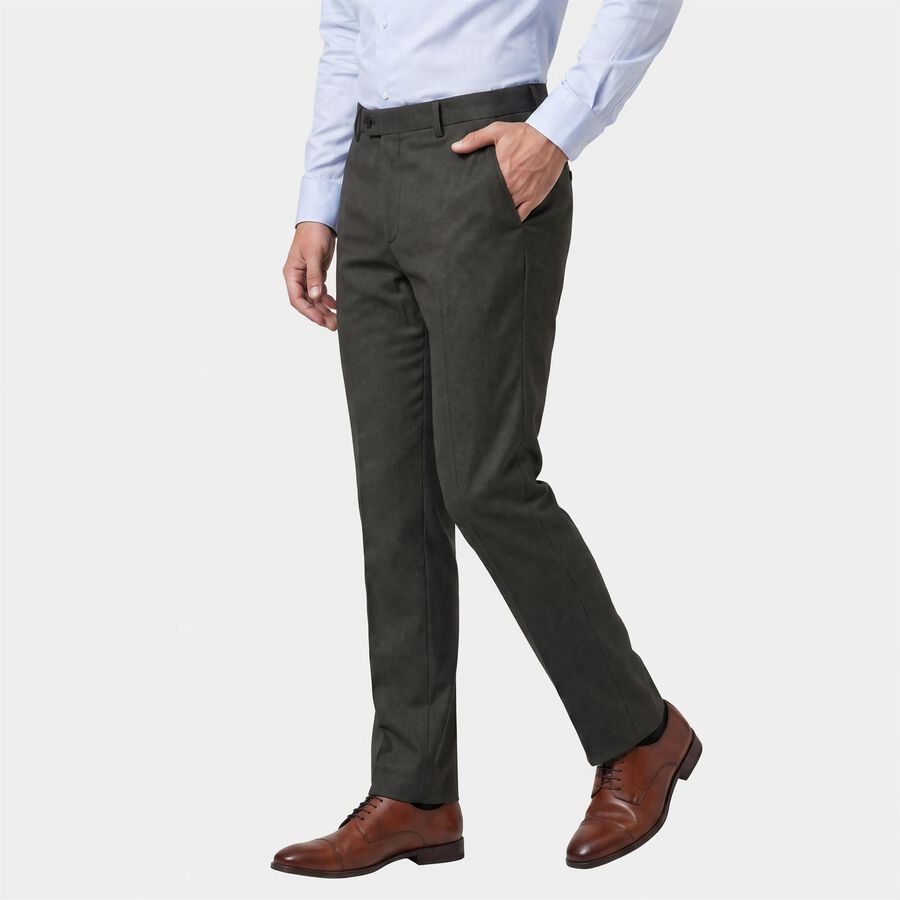 Men's Black Slim Fit Flat-Front Formal Trousers, काला, large