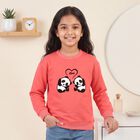 Girls' Coral Crew Neck Graphic Print Sweatshirt, मूँगा (कोरल), small