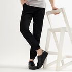 Unisex Jet Black Slim Fit Jogger Trousers, Black, small image number null