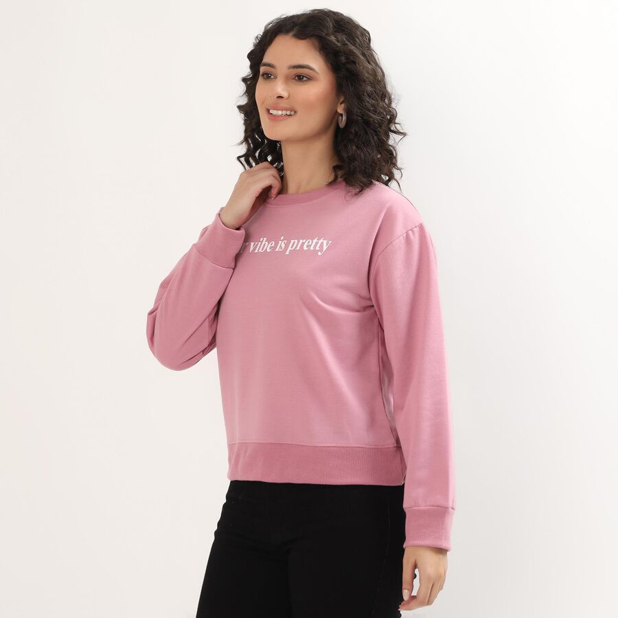 Women's Dusty Pink Crew Neck Casual Sweatshirt, Pink, large image number null