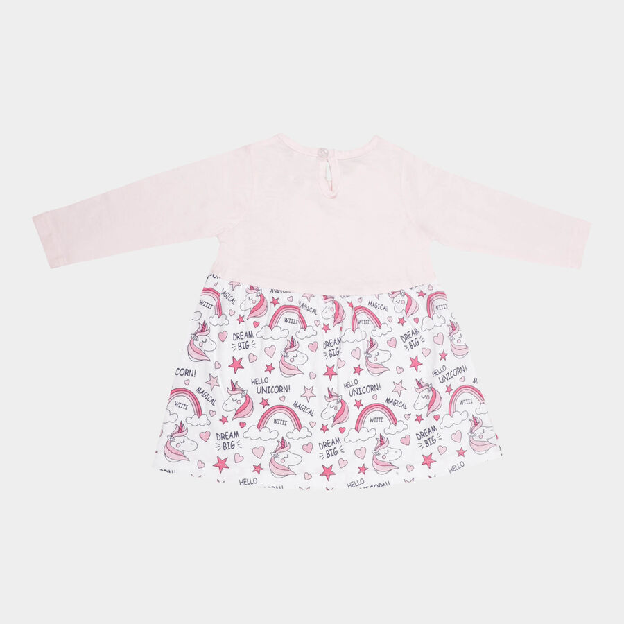 Infants Cotton Printed Frock, Light Pink, large image number null