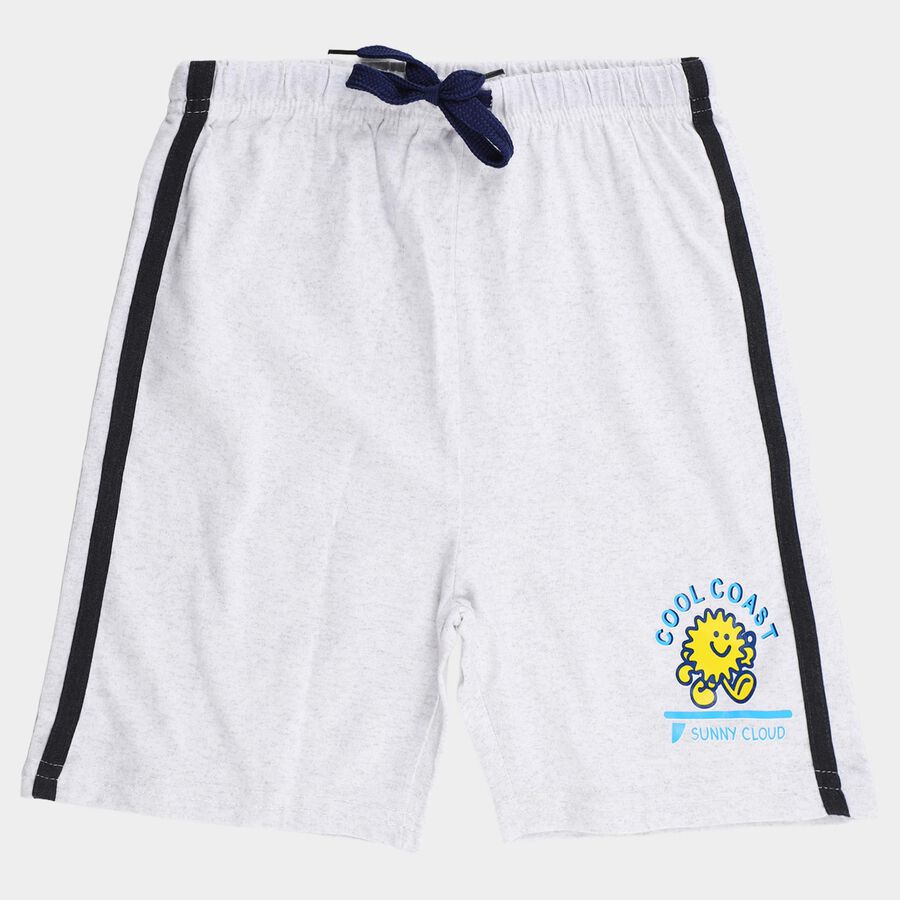 Boys' Grey Regular Fit Graphic Printed Bermuda Shorts, एक्रू मिश्रित, large