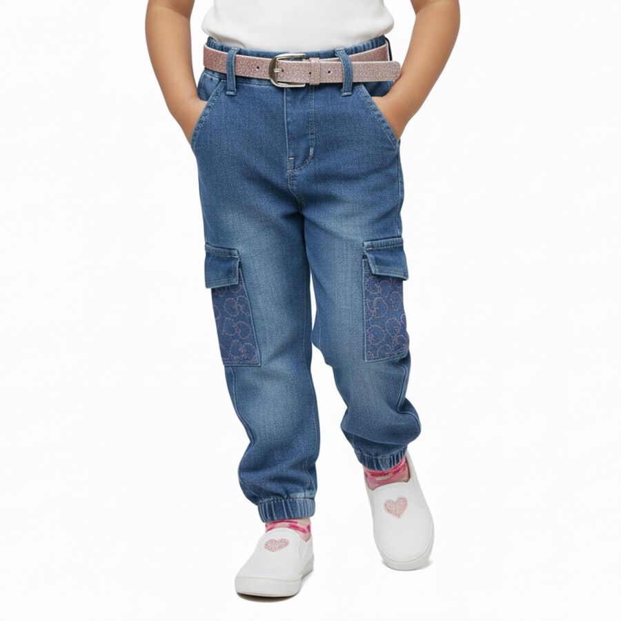 Girls' Jeans, हल्का नीला, large image number null