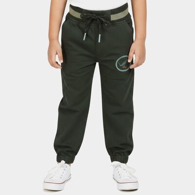 Boys' Olive Green Regular Fit Elastic Waist Trousers