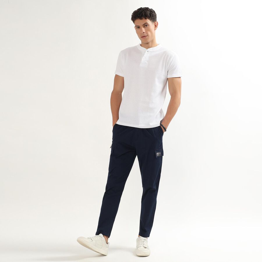 Men's Bright White Henley Neck Casual T-Shirt, White, large image number null