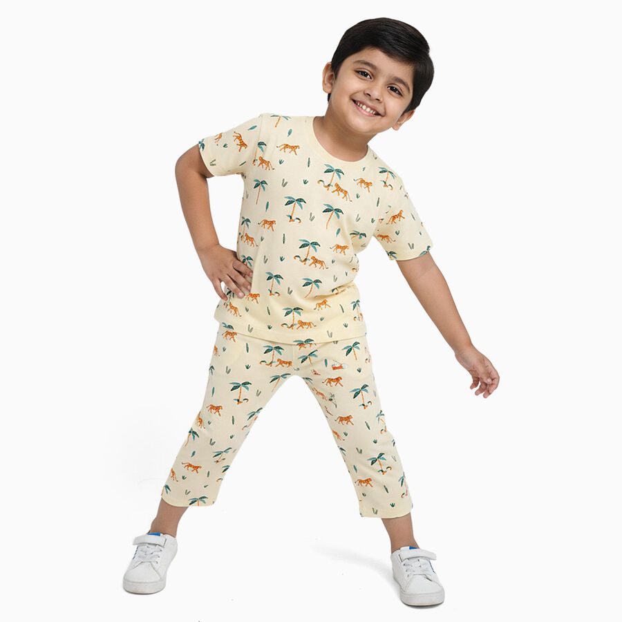 Boys' Night Suit, पीला, large image number null