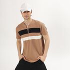 Men's Muted Beige Henley Neck Casual T-Shirt, गहरा पीला, small image number null