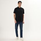 Men's Jet Black Classic Slim Fit Casual Shirt, Black, small