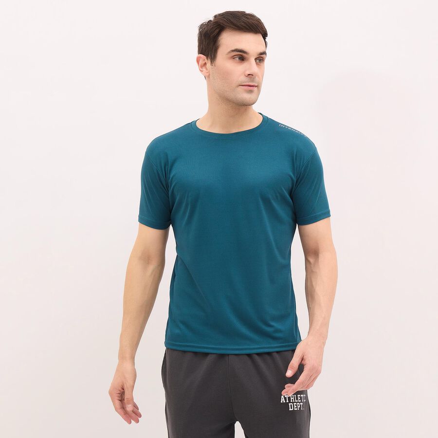 Men's Teal Crew Neck Drifit T-Shirt, टील ब्लू, large image number null