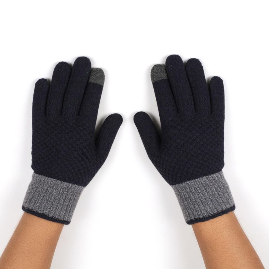 Men's Gloves, नेवी ब्लू, large image number null