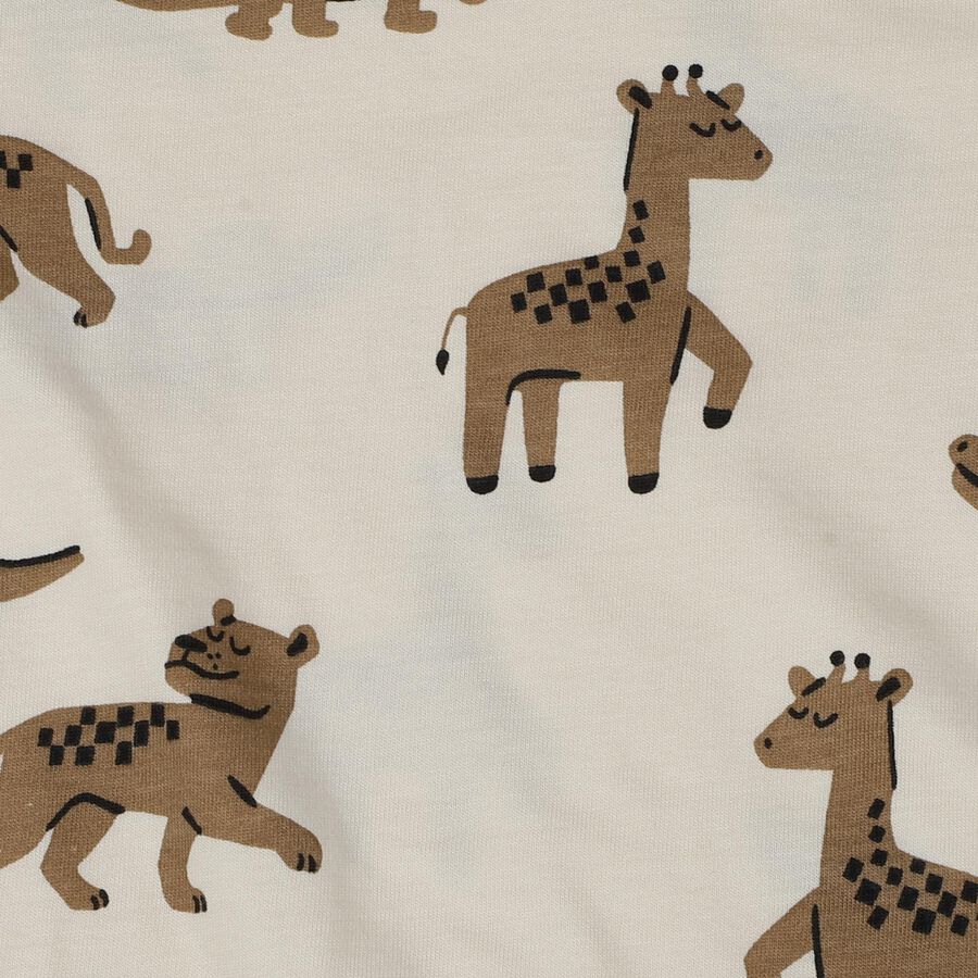 Infants' Beige Cotton Round Neck Solid Baba Suit, Beige, large