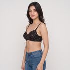Women's Black Cotton Blend Regular T-Shirt Bra, Black, small