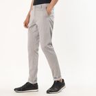 Men's Light Grey Slim Fit Textured Formal Trousers, Light Grey, small