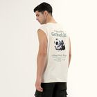 Men's Off-White Crew Neck Casual Sleeveless T-Shirt, Off White, small