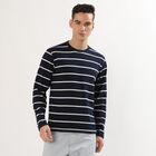 Men's Deep Midnight Navy Blue Crew Neck Casual Full Sleeve T-Shirt , Navy Blue, small image number null