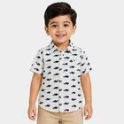 Boys White Cotton Short Sleeves Collar Regular Fit Shirt, White, small