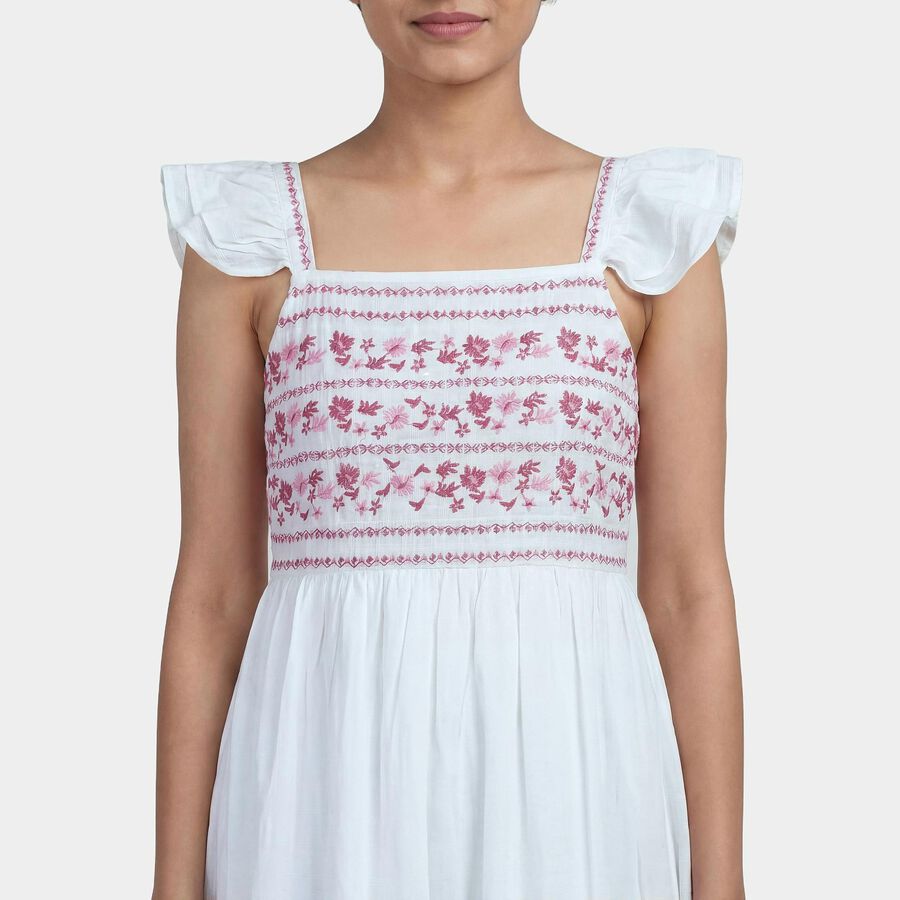 Women's Pink Cotton V-Neck Casual Dress, Pink, large