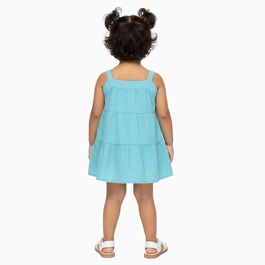 Girls' 100% Cotton Frock, Aqua, large image number null
