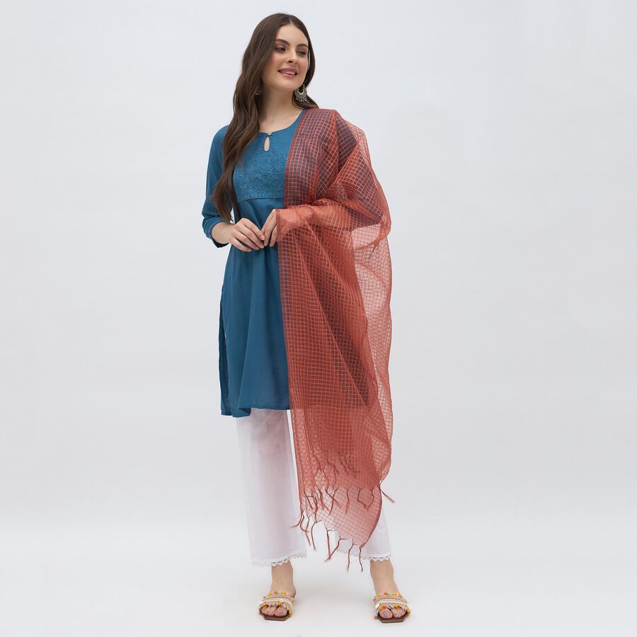 Women's Bright White Solid Dupatta, Pink, large image number null