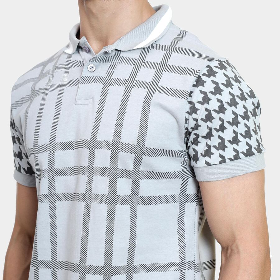 Men's 100% Cotton Collared Half Sleeves T-Shirt , Light Grey, large image number null