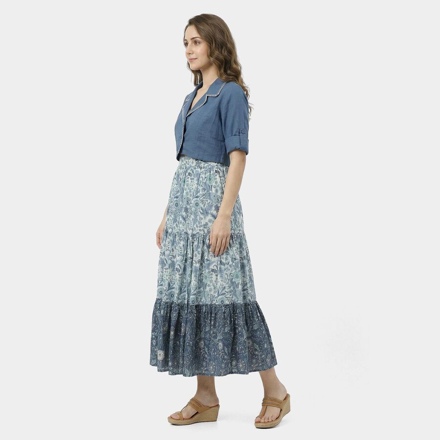 Women's Light Blue Cotton Round Neck Straight Kurta, हल्का नीला, large