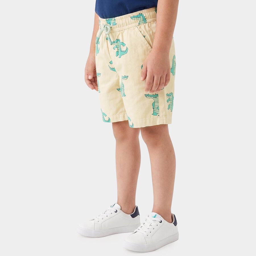 Boys Beige Regular Fit Printed Bermuda Shorts, Beige, large