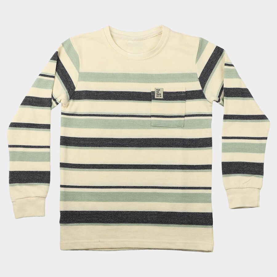 Boys' Light Green Round Neck Regular T-Shirt, Light Green, large