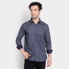 Cut Away Collar Party Wear Shirt, Navy Blue, small image number null