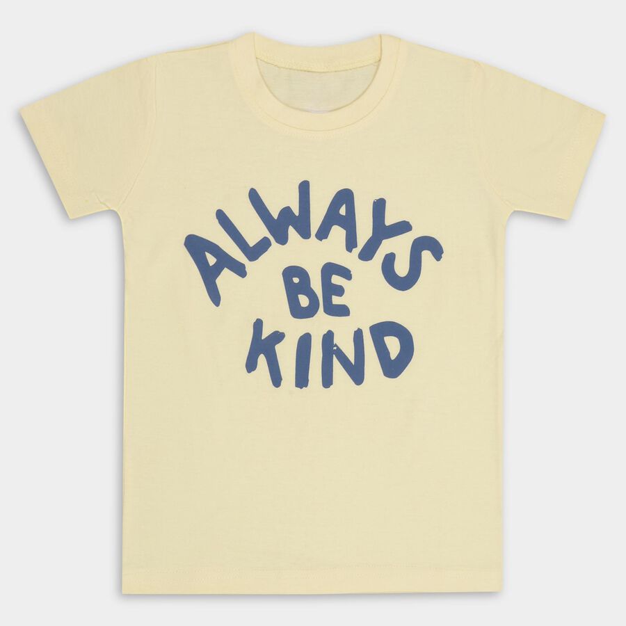 Boys' 100% Cotton Half Sleeves T-Shirt, Yellow, large image number null