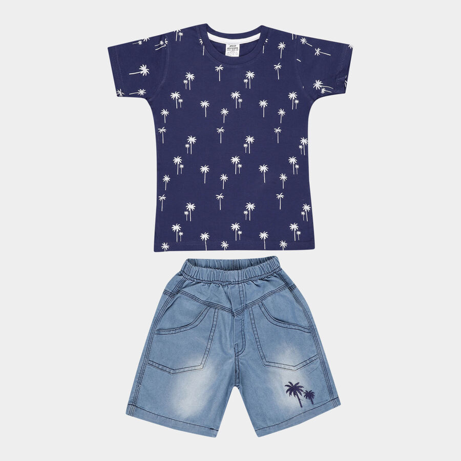 Boys Cotton Baba Suit, Navy Blue, large image number null