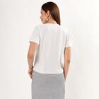 Women's Soft White Round Neck Casual T-Shirt, Ecru Melange, small