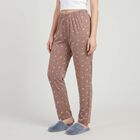 Women's Brown Straight Fit Heart Printed Pyjama, Brown, small