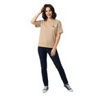 Women's Beige Cotton Round Neck Regular T-Shirt, गहरा पीला, small