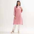 Unisex Purple Cotton Round Neck Solid Kurta, बैंगनी, small image number null
