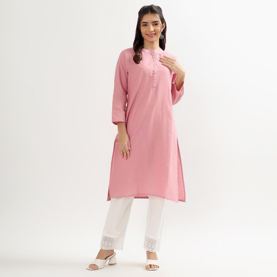 Unisex Purple Cotton Round Neck Solid Kurta, बैंगनी, large image number null