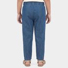 Girls Blue Straight Fit Embroidered Jeans, Mid Blue, small