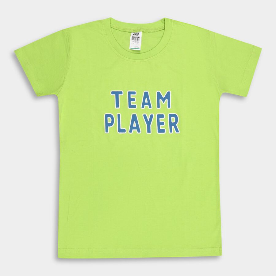 Boys' 100% Cotton Half Sleeves T-Shirt, Light Green, large image number null