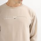 Men's Light Beige Crew Neck Casual Sweatshirt, गहरा पीला, small image number null