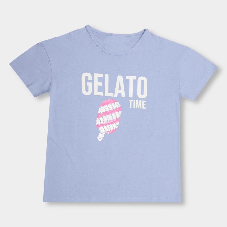 Girls' 100% Cotton T-Shirt, Light Blue, large image number null