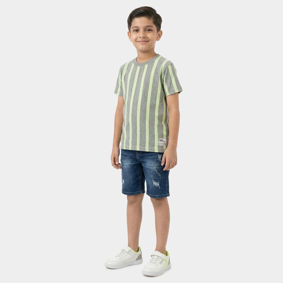 Boys Grey Crew Neck Casual Boys T-Shirt, हल्का ग्रे, large