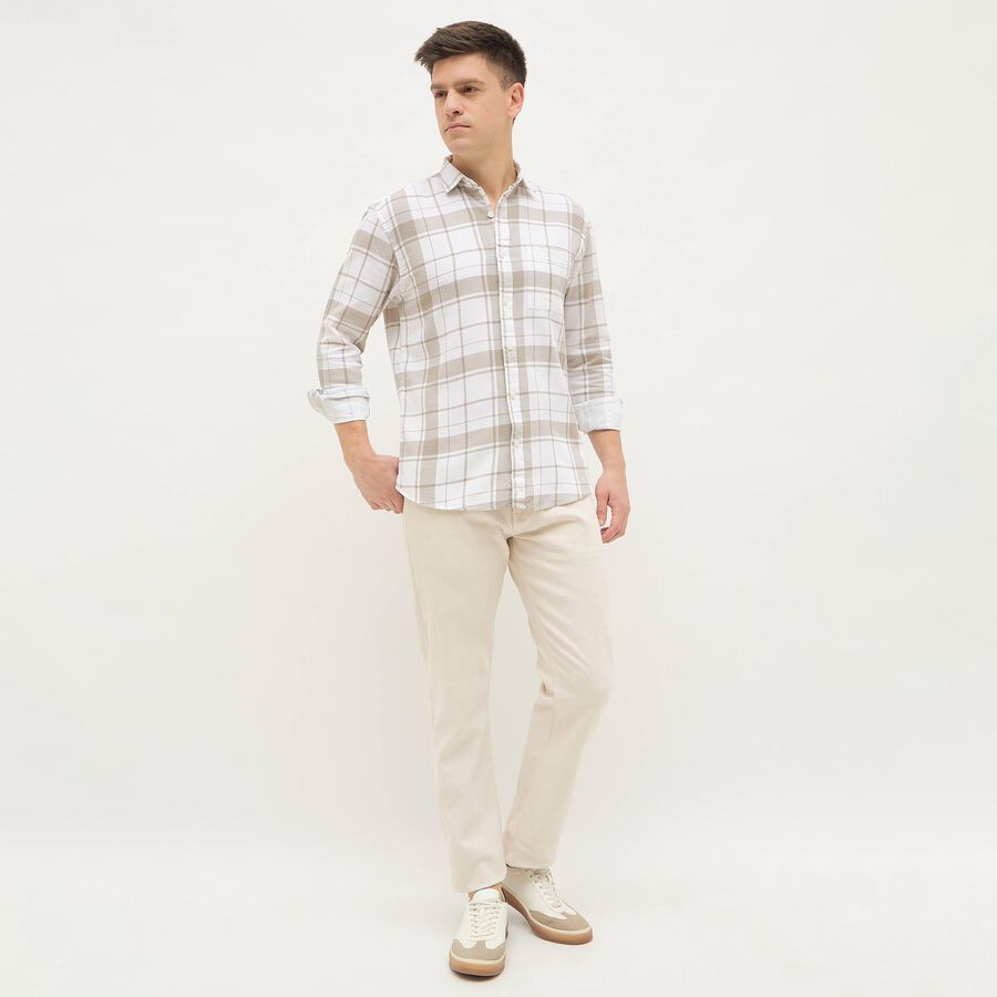 Men's Muted Beige Classic Casual Shirt, Beige, large